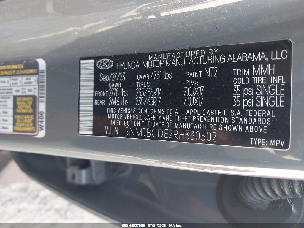 5NMJBCDE2RH330502 2024 HYUNDAI TUCSON photo no. 9