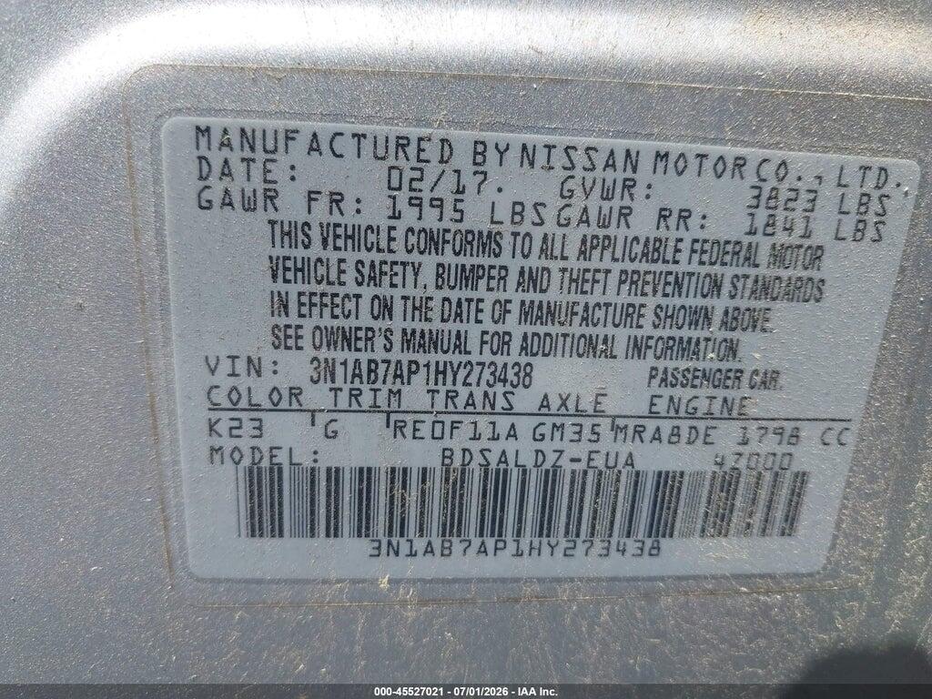 3N1AB7AP1HY273438 2017 NISSAN SENTRA photo no. 9