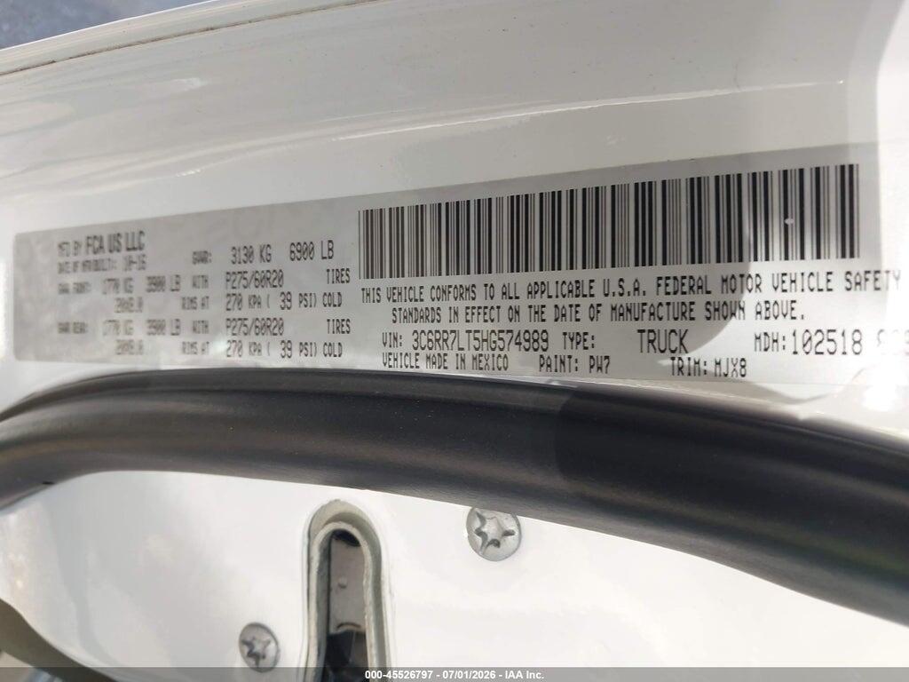 3C6RR7LT5HG574989 2017 RAM 1500 photo no. 9
