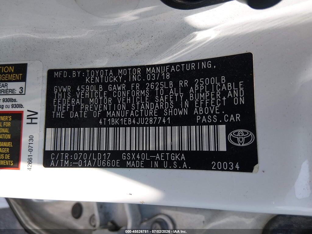 4T1BK1EB4JU287741 2018 TOYOTA AVALON photo no. 9