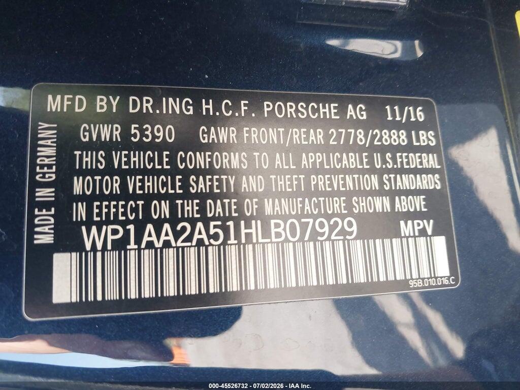 WP1AA2A51HLB07929 2017 PORSCHE MACAN photo no. 9