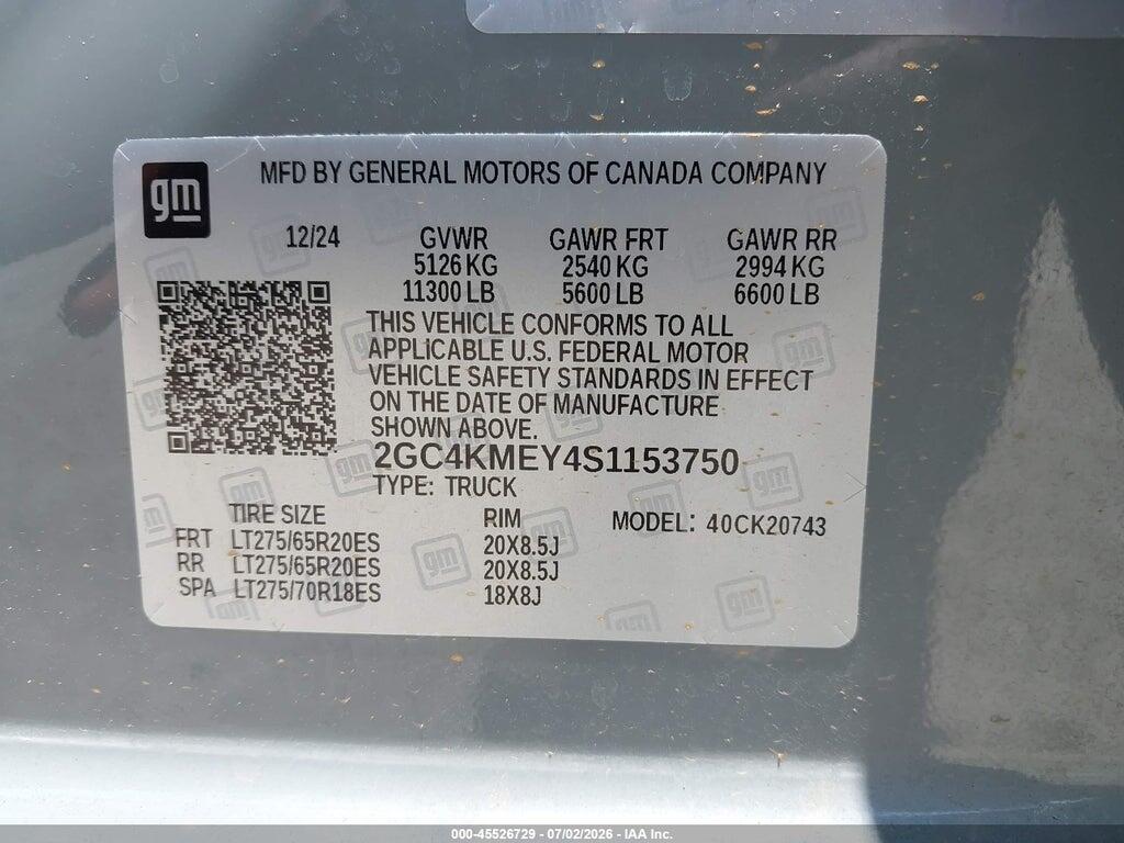 2GC4KMEY4S1153750 2025 CHEVROLET SILVERADO photo no. 9