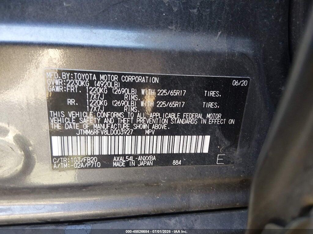 JTMM6RFV8LD003927 2020 TOYOTA RAV4 HYBRID photo no. 9