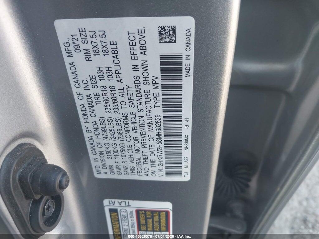2HKRW2H58MH682829 2021 HONDA CR-V photo no. 9
