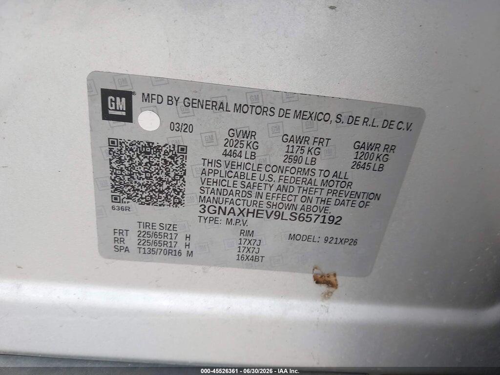 3GNAXHEV9LS657192 2020 CHEVROLET EQUINOX photo no. 9