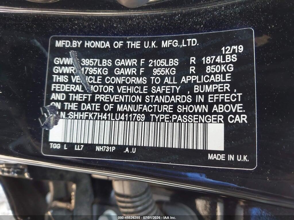 SHHFK7H41LU411769 2020 HONDA CIVIC photo no. 9