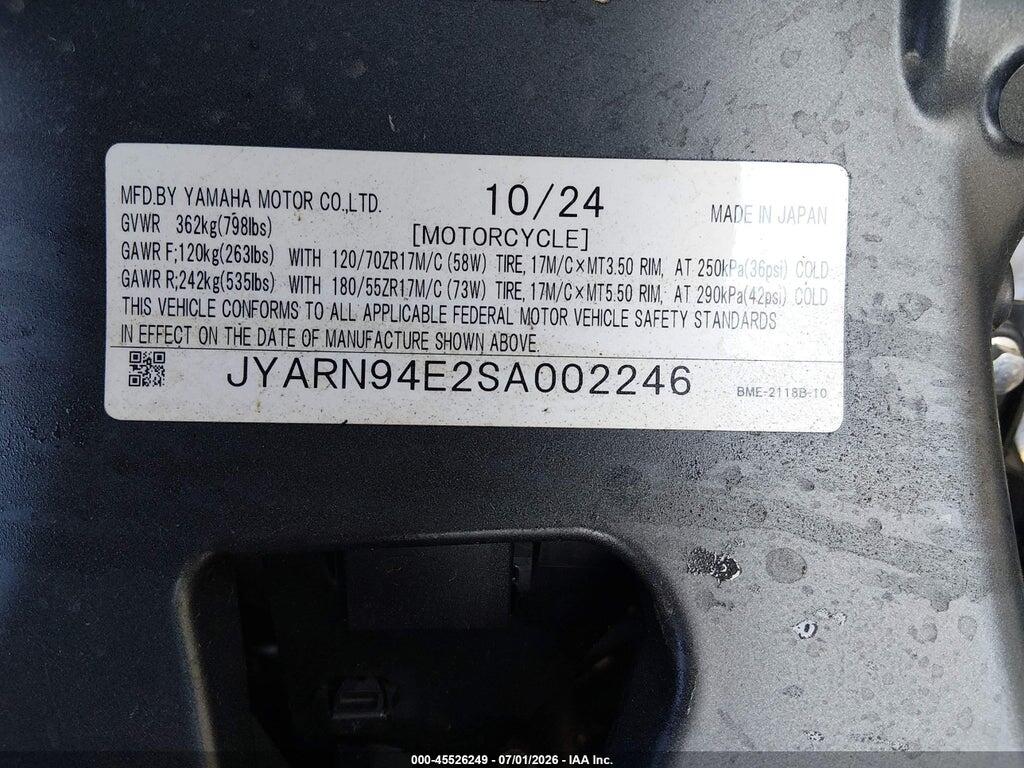 JYARN94E2SA002246 2025 YAMAHA MT09 photo no. 10