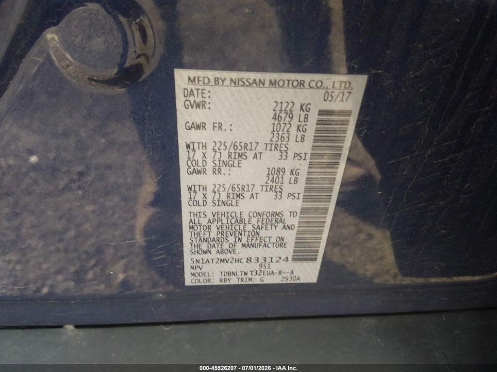 5N1AT2MV2HC833124 2017 NISSAN ROGUE photo no. 9