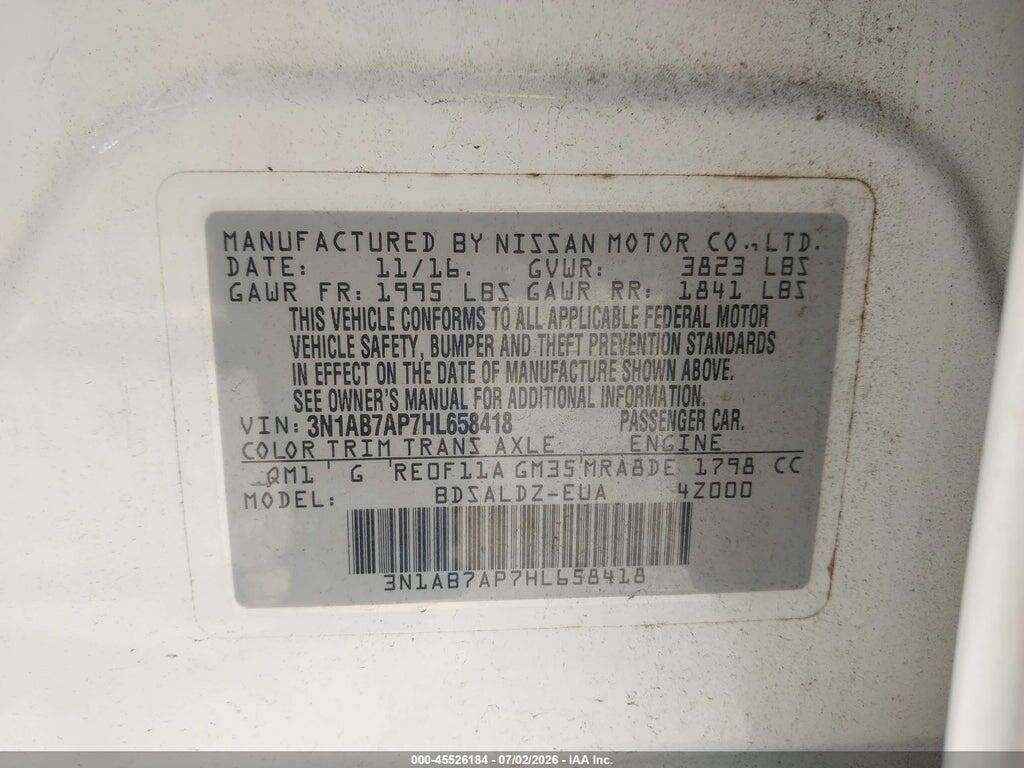 3N1AB7AP7HL658418 2017 NISSAN SENTRA photo no. 9