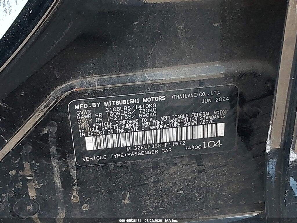 ML32FUFJ8RHF11572 2024 MITSUBISHI MIRAGE G4 photo no. 9