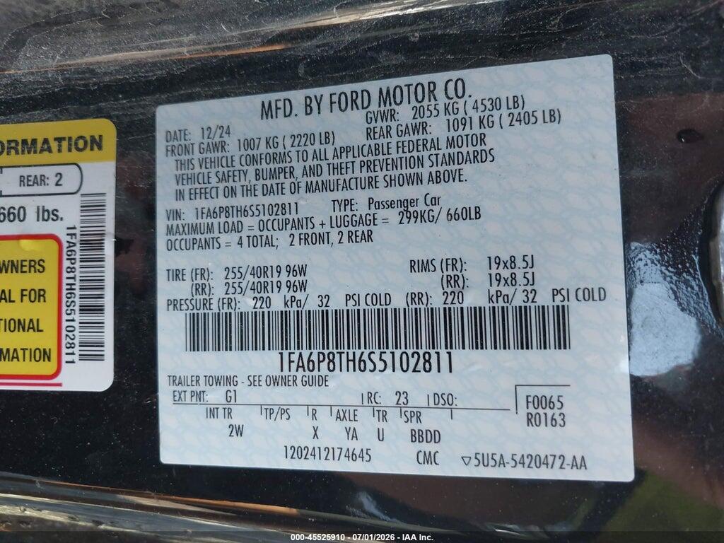 1FA6P8TH6S5102811 2025 FORD MUSTANG photo no. 9
