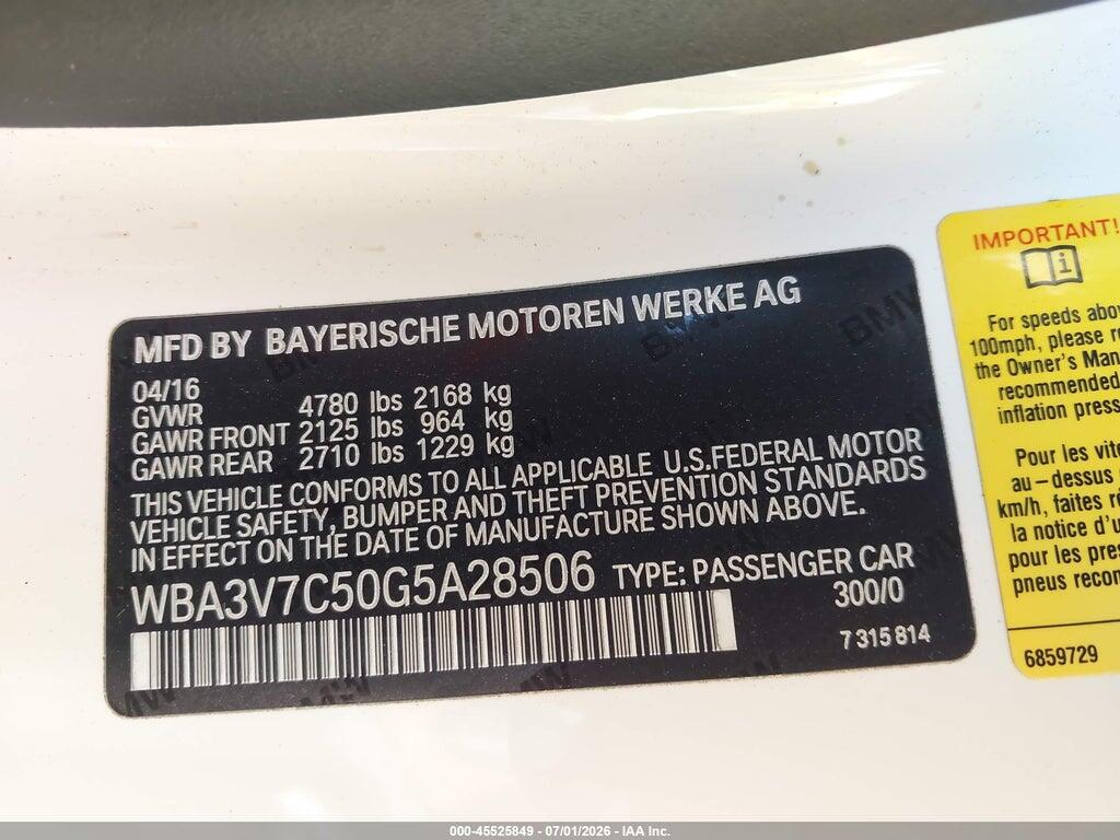 WBA3V7C50G5A28506 2016 BMW 428I photo no. 9