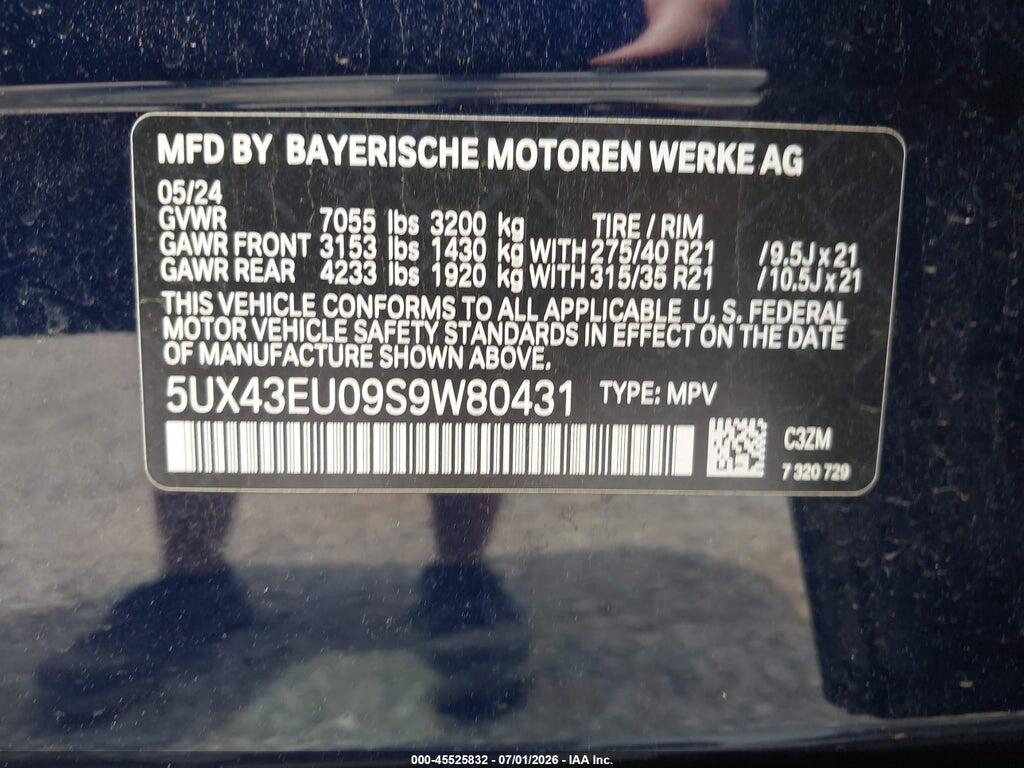 5UX43EU09S9W80431 2025 BMW X5 PHEV photo no. 9