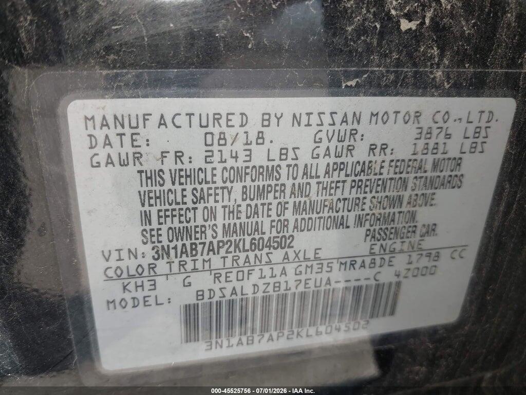 3N1AB7AP2KL604502 2019 NISSAN SENTRA photo no. 9