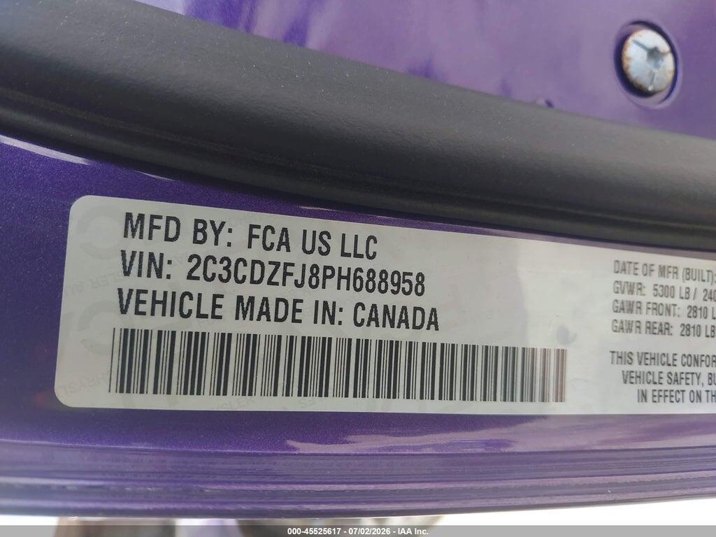 2C3CDZFJ8PH688958 2023 DODGE CHALLENGER photo no. 9