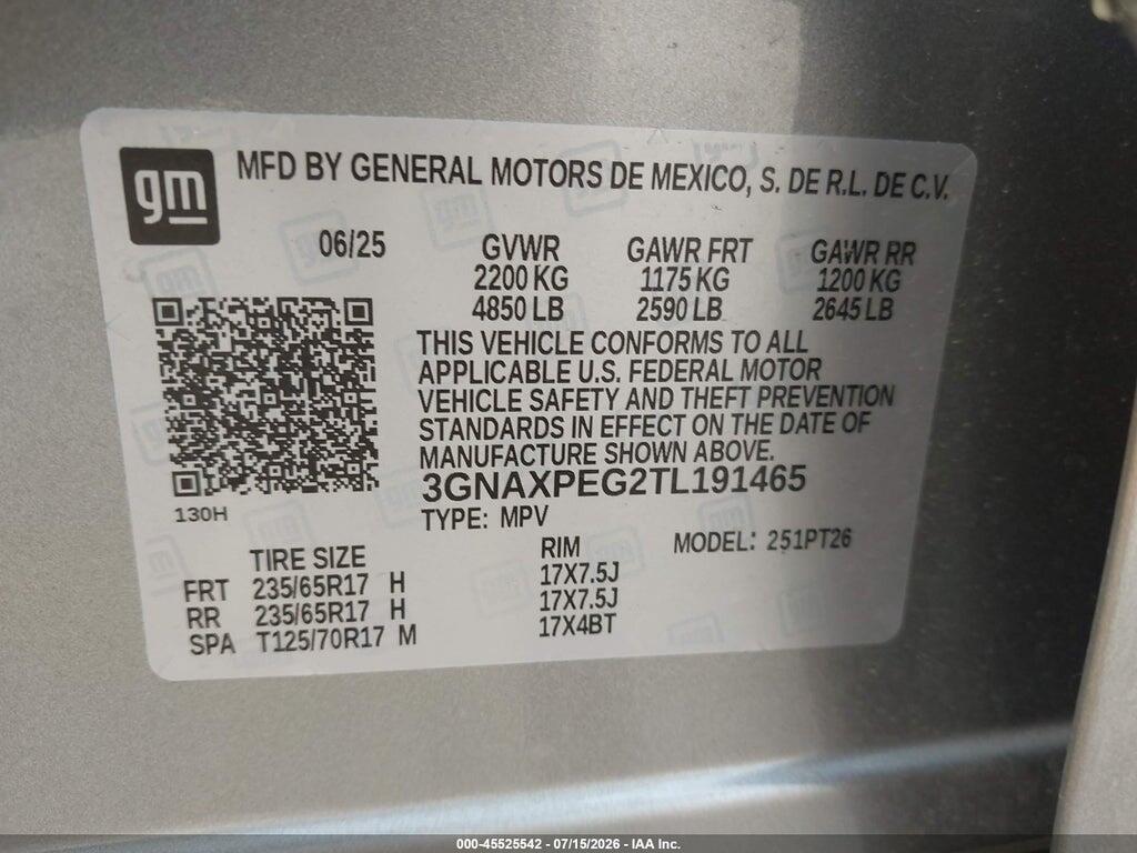 3GNAXPEG2TL191465 2026 CHEVROLET EQUINOX photo no. 9