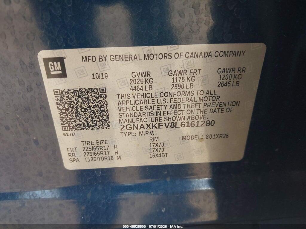 2GNAXKEV8L6161280 2020 CHEVROLET EQUINOX photo no. 9