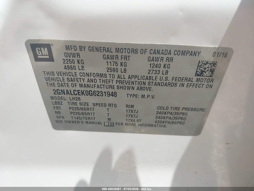 2GNALCEK0G6231948 2016 CHEVROLET EQUINOX photo no. 9