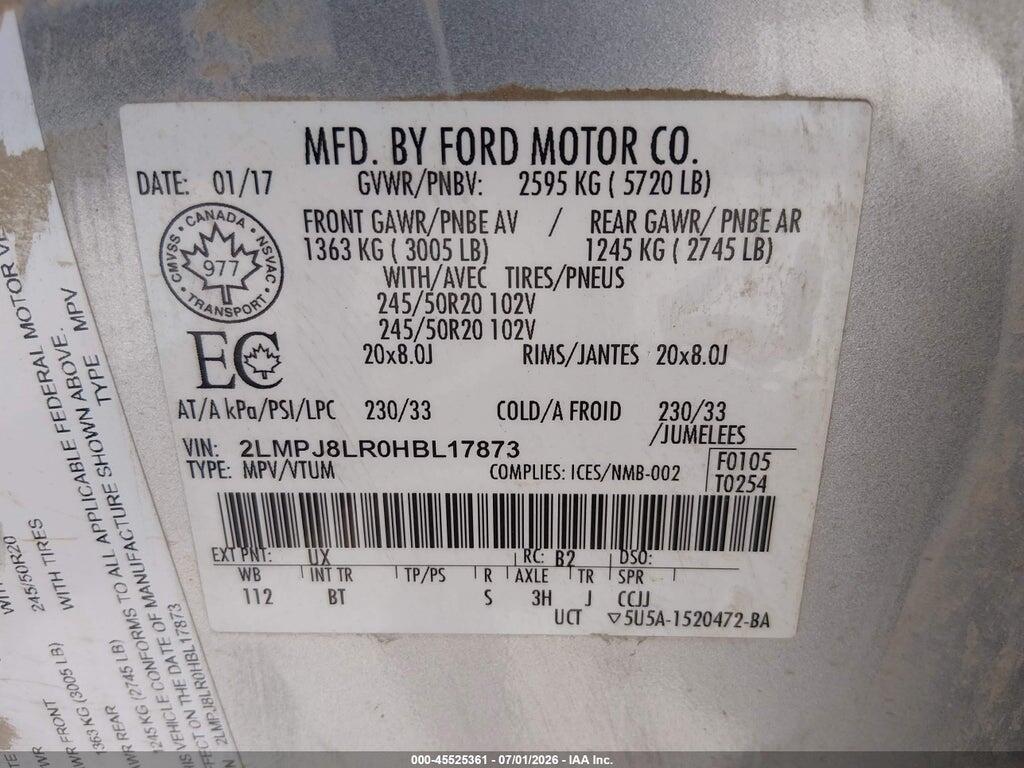 2LMPJ8LR0HBL17873 2017 LINCOLN MKX photo no. 9