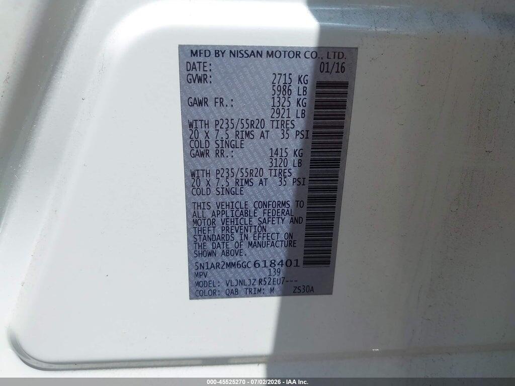 5N1AR2MM6GC618401 2016 NISSAN PATHFINDER photo no. 9