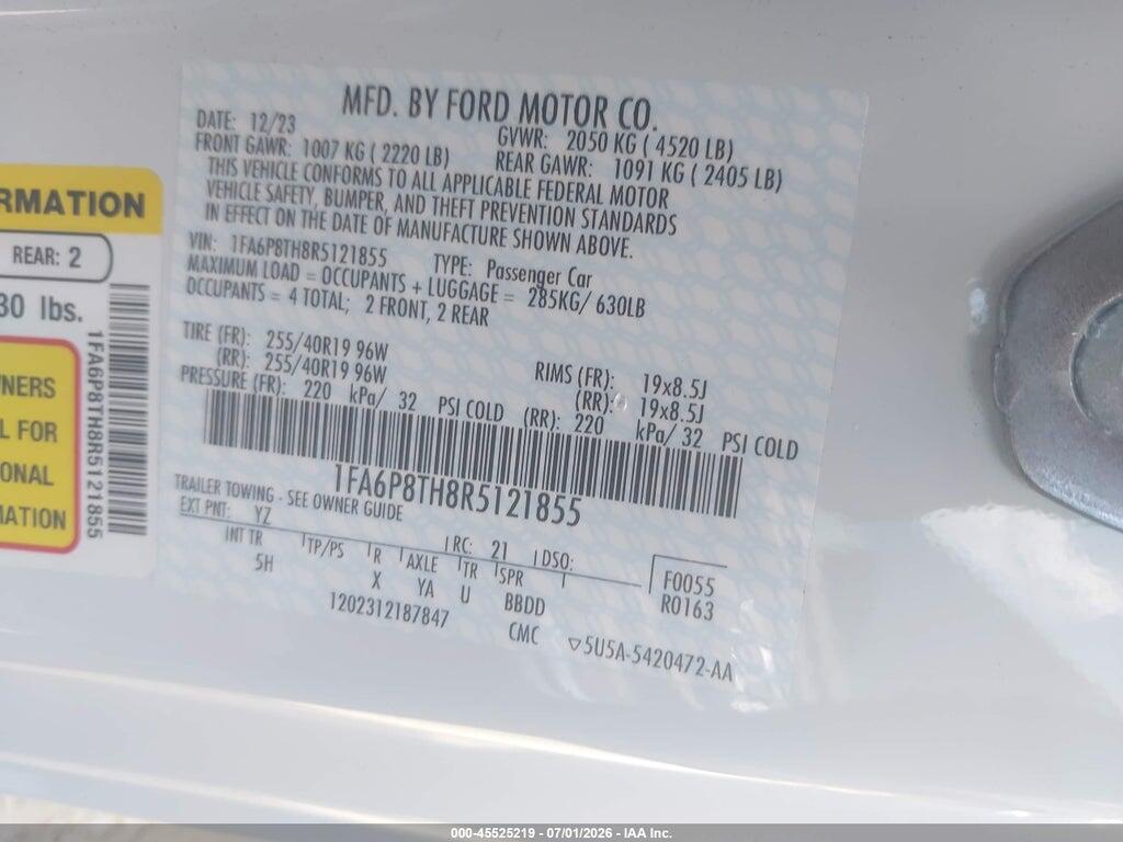 1FA6P8TH8R5121855 2024 FORD MUSTANG photo no. 9
