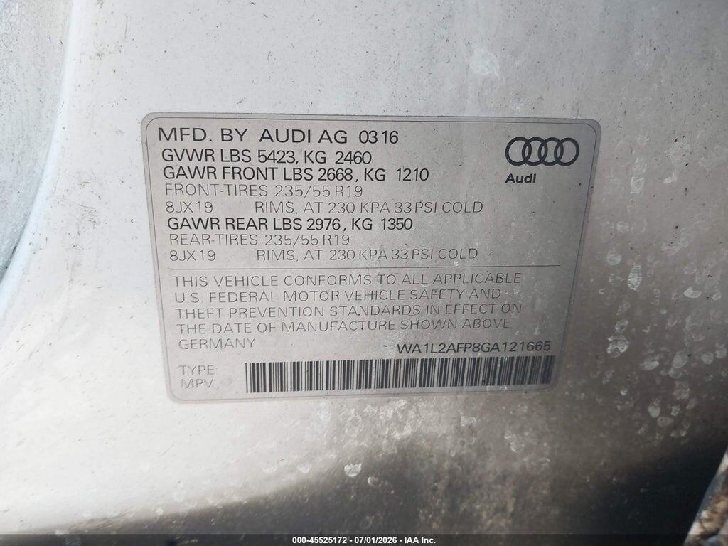 WA1L2AFP8GA121665 2016 AUDI Q5 photo no. 9