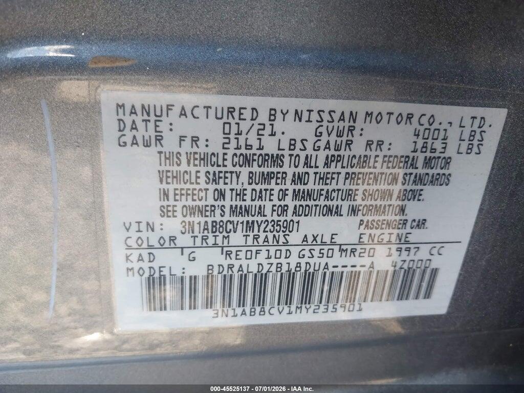 3N1AB8CV1MY235901 2021 NISSAN SENTRA photo no. 9