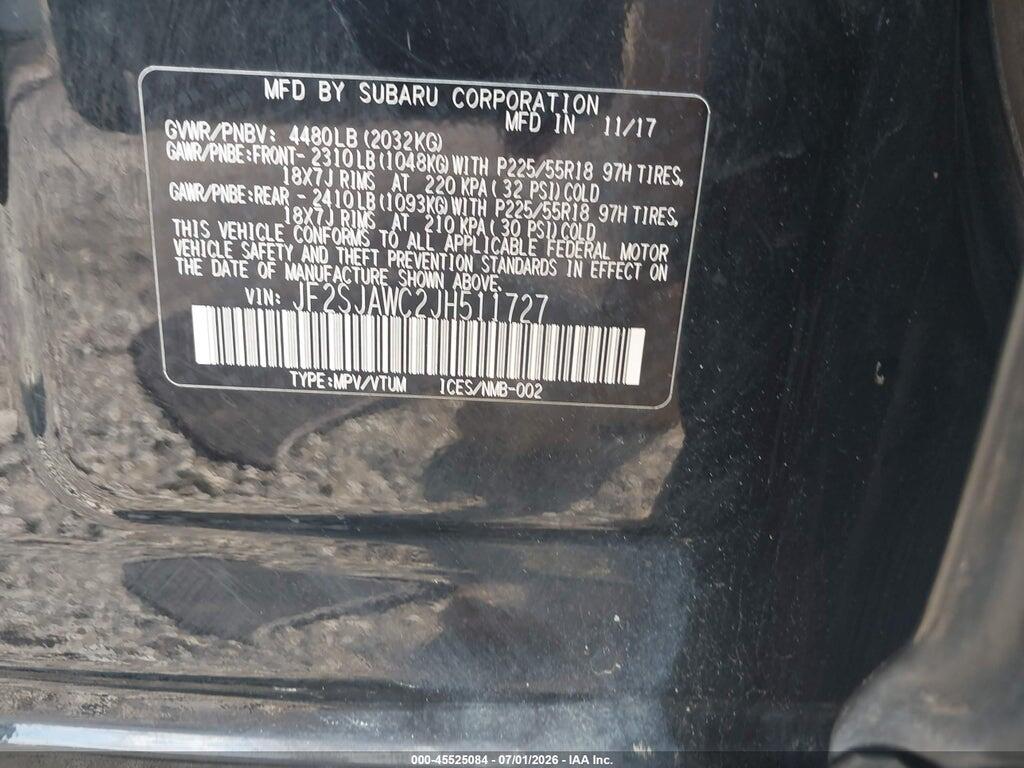 JF2SJAWC2JH511727 2018 SUBARU FORESTER photo no. 9