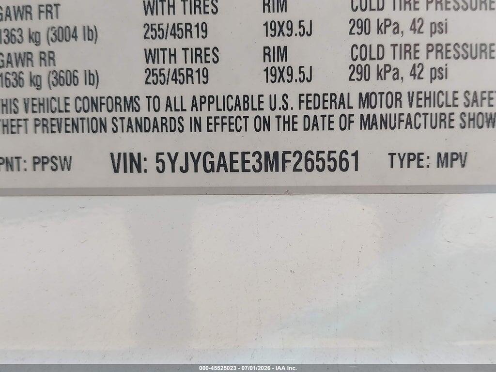 5YJYGAEE3MF265561 2021 TESLA MODEL Y photo no. 9