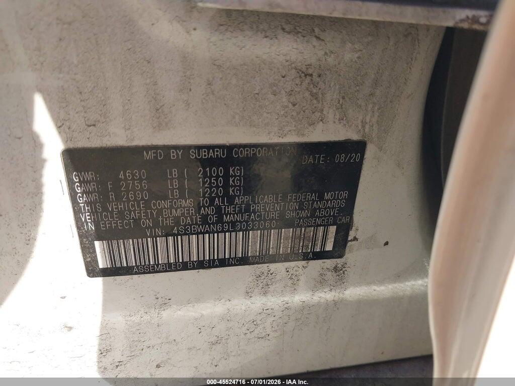 4S3BWAN69L3033060 2020 SUBARU LEGACY photo no. 9