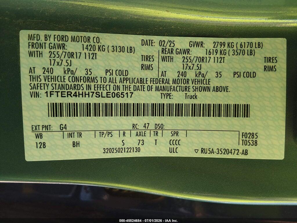 1FTER4HH7SLE06517 2025 FORD RANGER photo no. 9