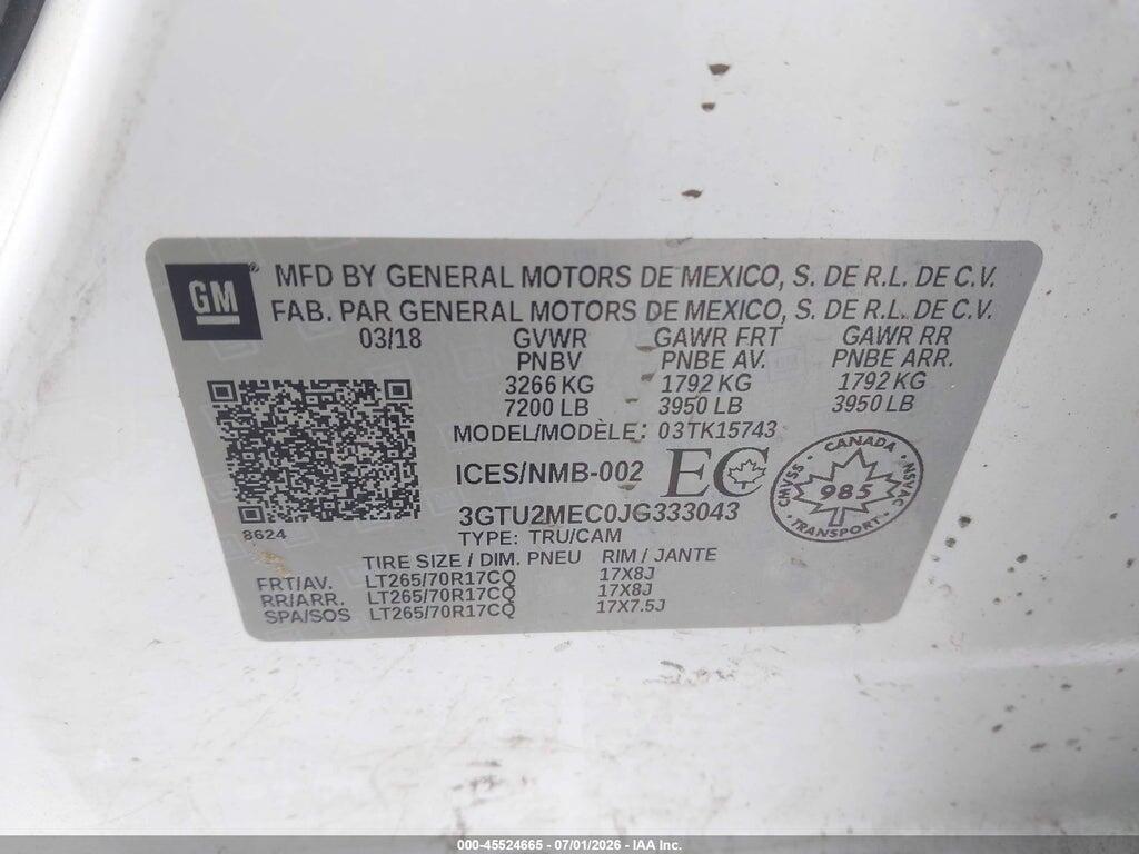 3GTU2MEC0JG333043 2018 GMC SIERRA 1500 photo no. 9