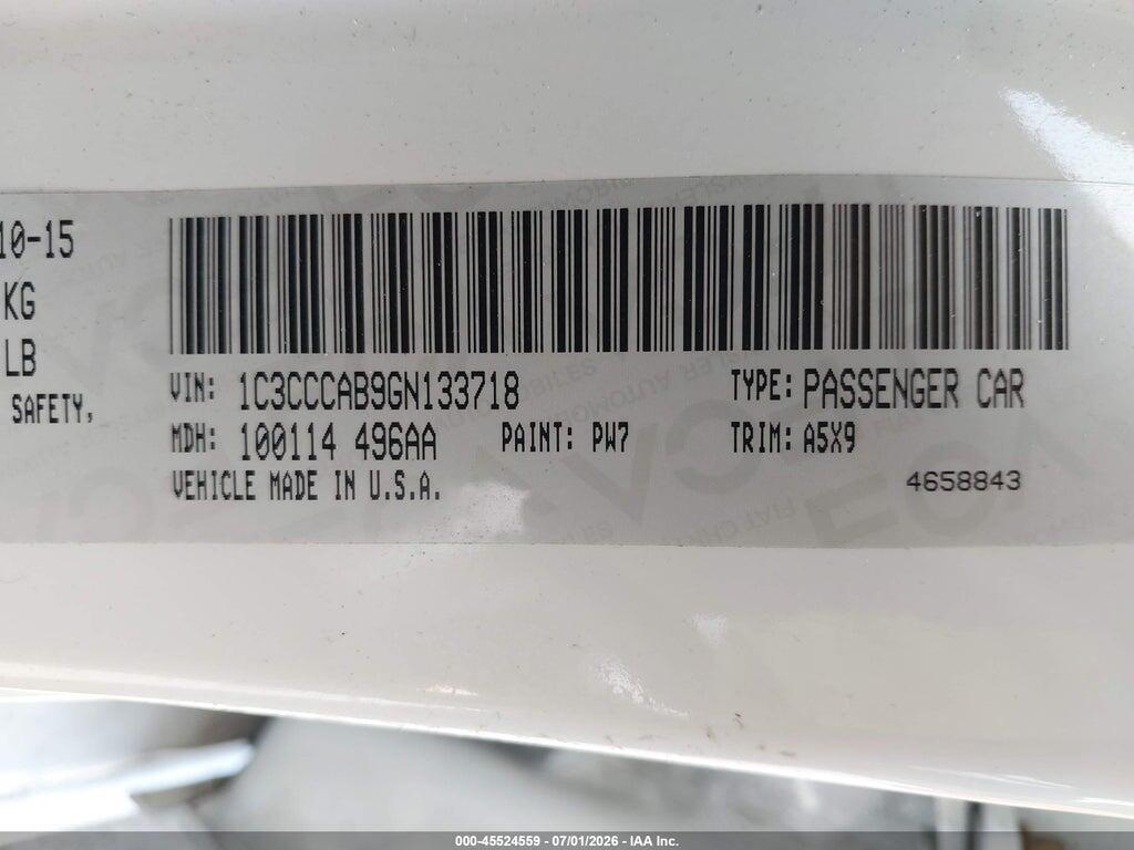 1C3CCCAB9GN133718 2016 CHRYSLER 200 photo no. 9
