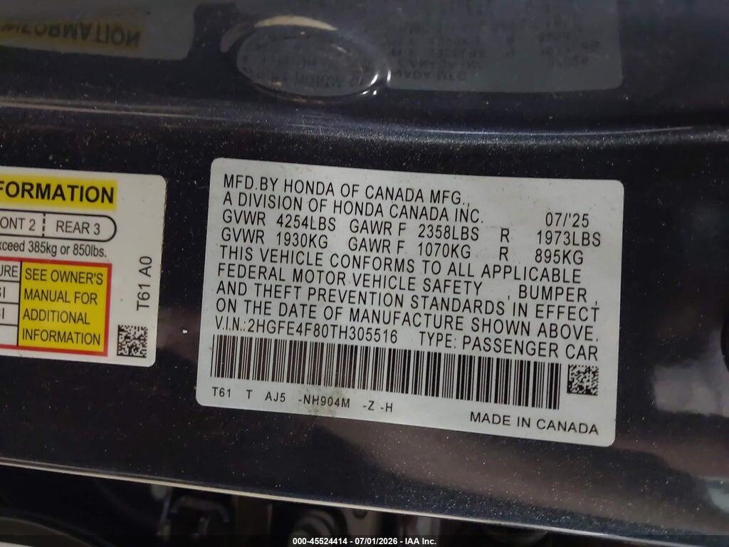 2HGFE4F80TH305516 2026 HONDA CIVIC HYBRID photo no. 9