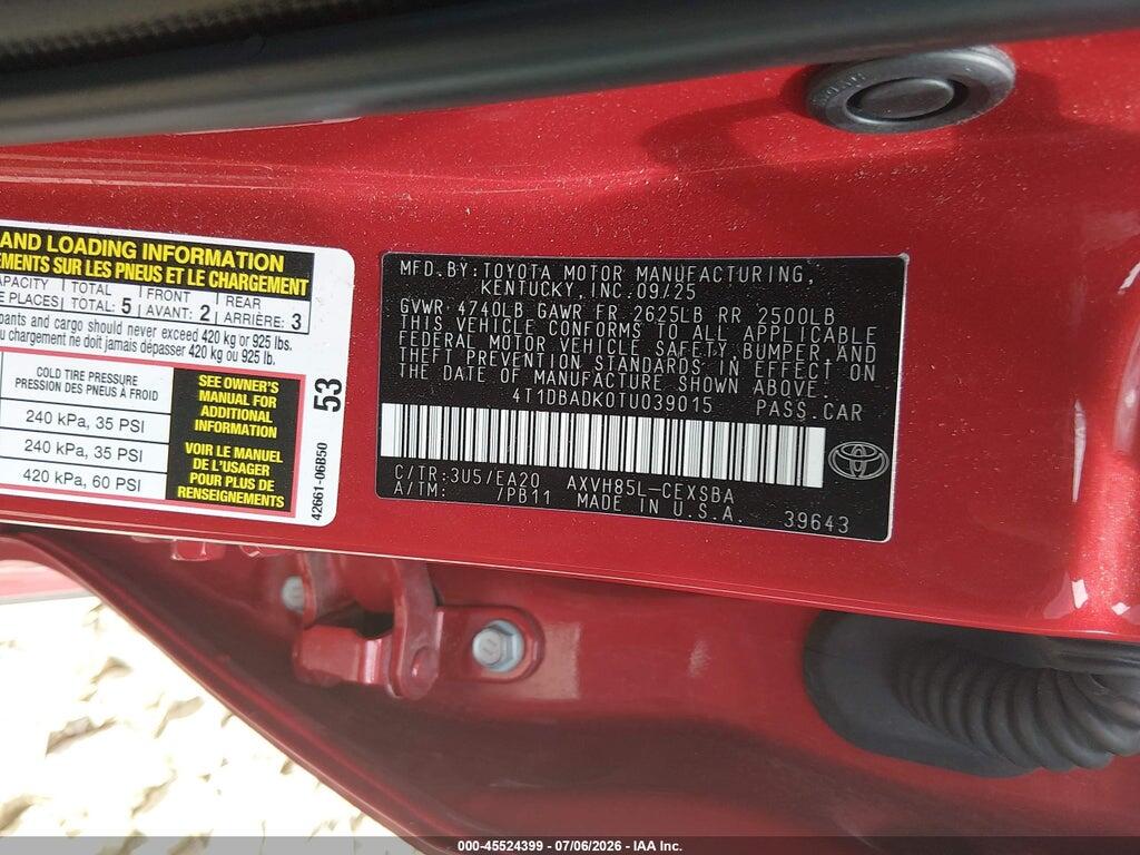 4T1DBADK0TU039015 2026 TOYOTA CAMRY photo no. 9