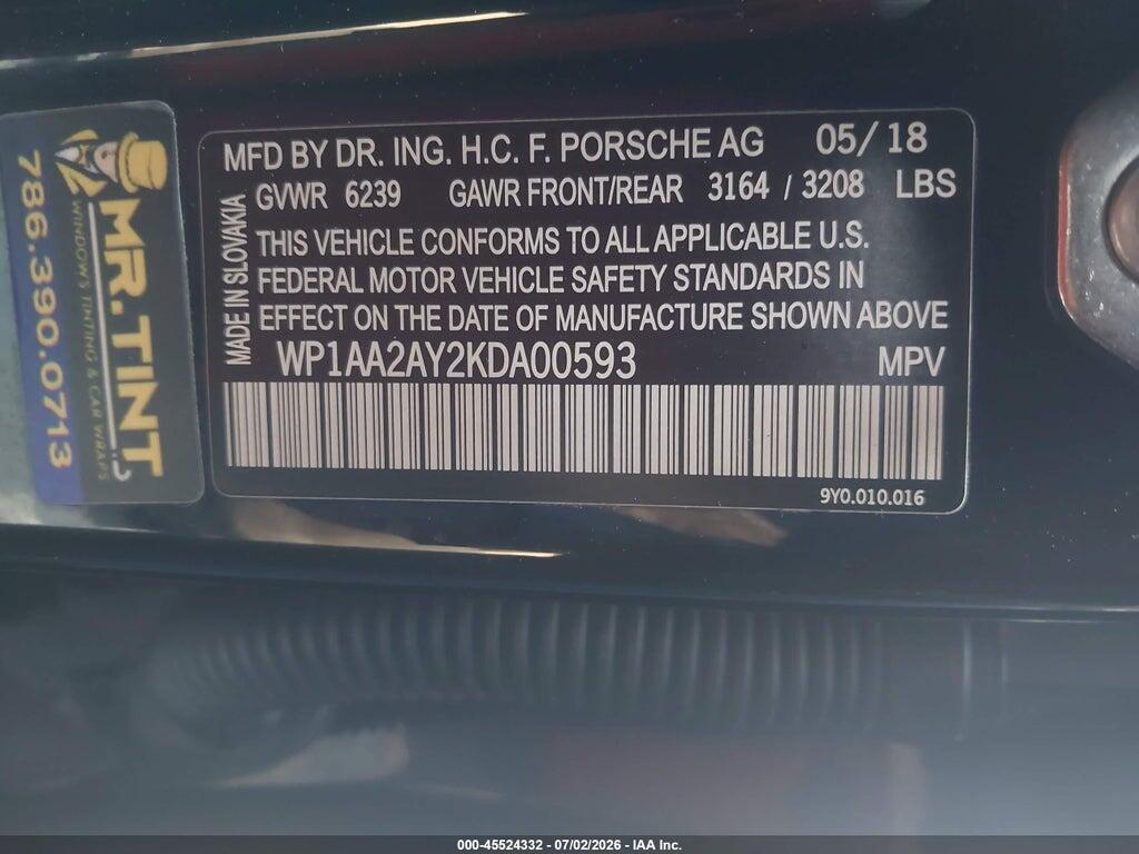 WP1AA2AY2KDA00593 2019 PORSCHE CAYENNE photo no. 9