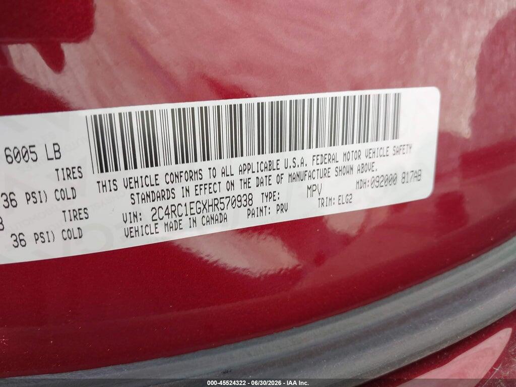 2C4RC1EGXHR570938 2017 CHRYSLER PACIFICA photo no. 9