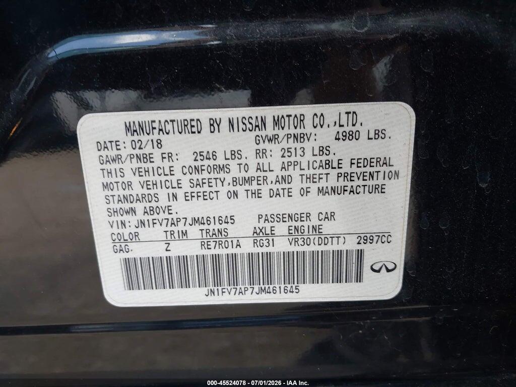 JN1FV7AP7JM461645 2018 INFINITI Q50 photo no. 9