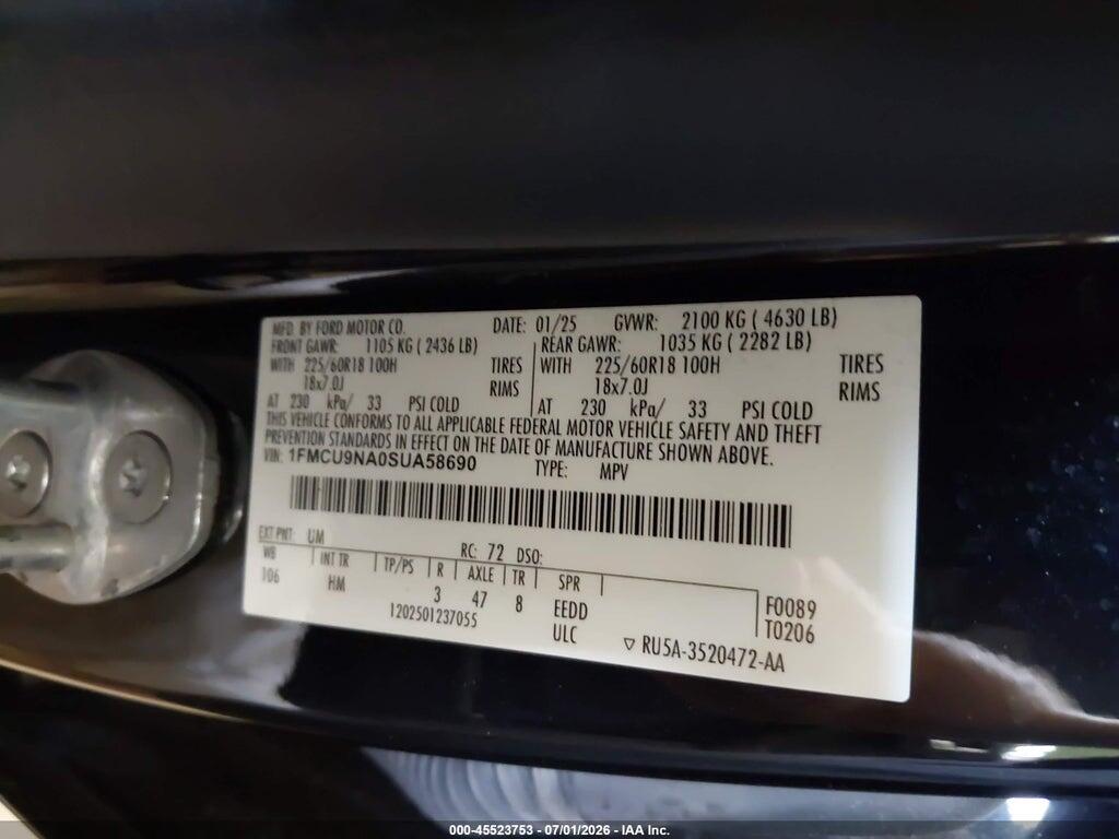 1FMCU9NA0SUA58690 2025 FORD ESCAPE photo no. 9