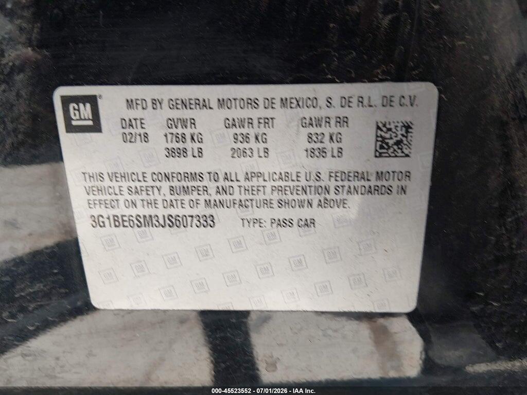 3G1BE6SM3JS607333 2018 CHEVROLET CRUZE photo no. 9