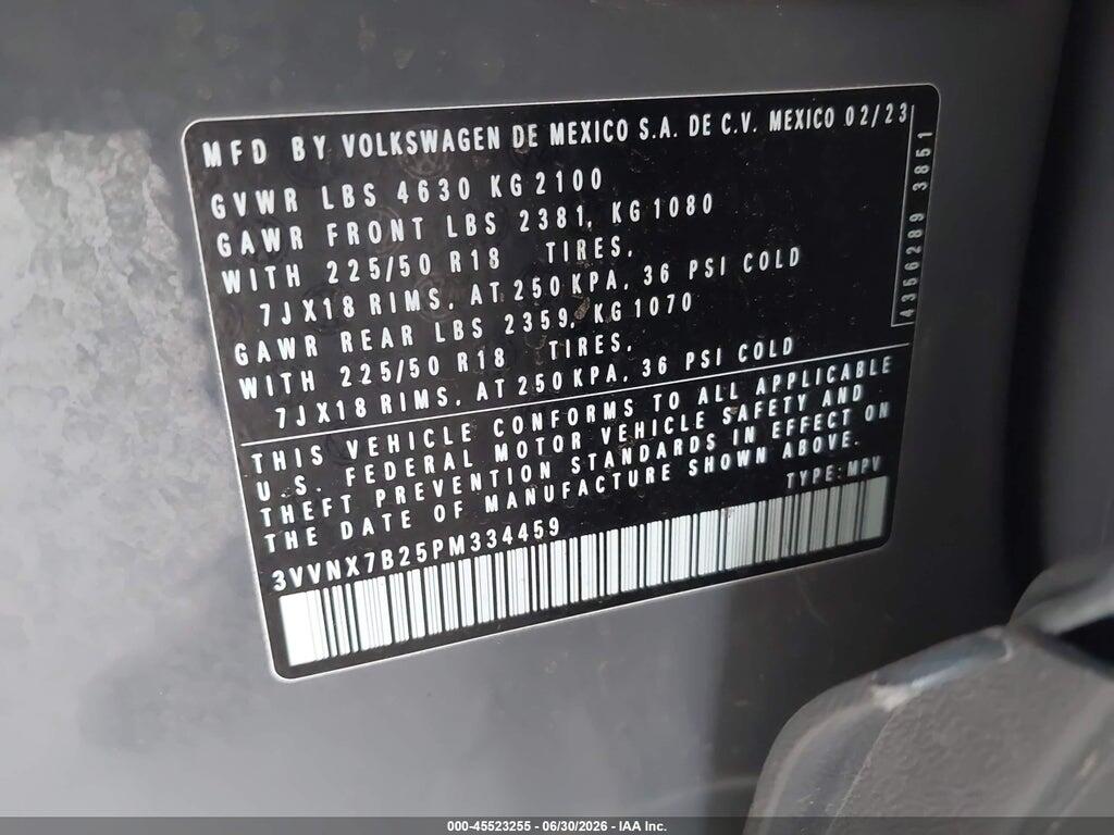 3VVNX7B25PM334459 2023 VOLKSWAGEN TAOS photo no. 9