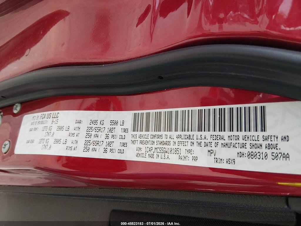 1C4PJMCS5GW101851 2016 JEEP CHEROKEE photo no. 9