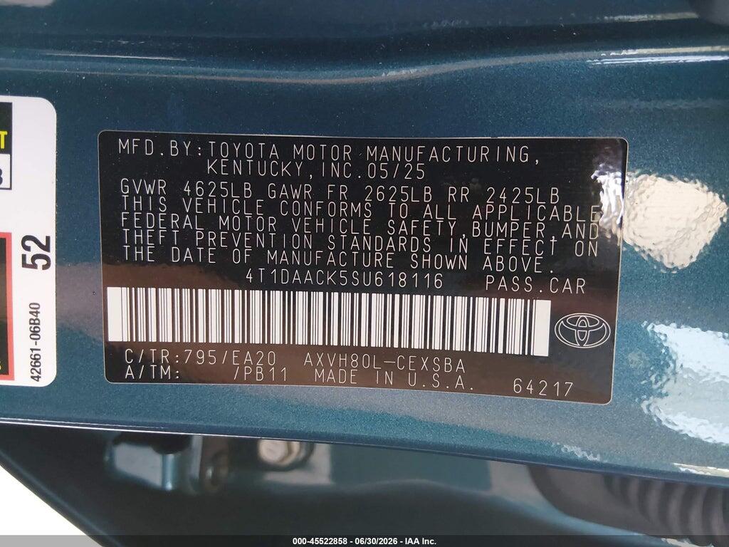 4T1DAACK5SU618116 2025 TOYOTA CAMRY photo no. 9