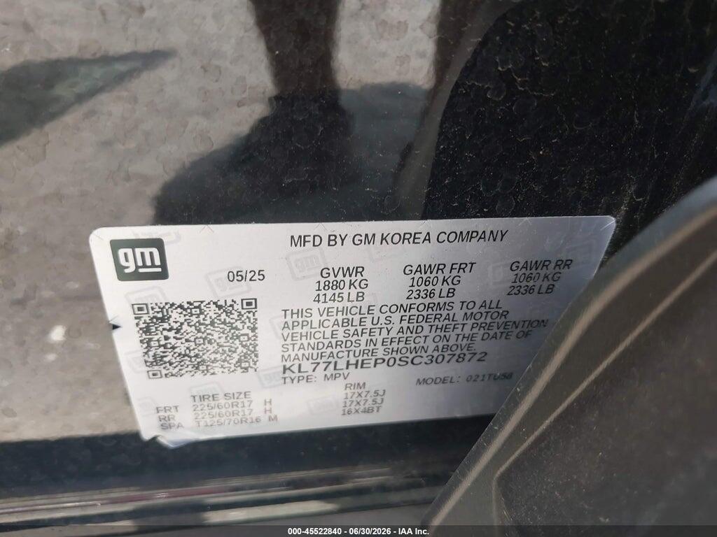 KL77LHEP0SC307872 2025 CHEVROLET TRAX photo no. 9