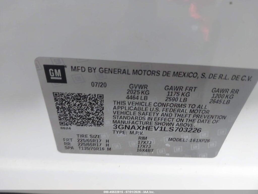 3GNAXHEV1LS703226 2020 CHEVROLET EQUINOX photo no. 9