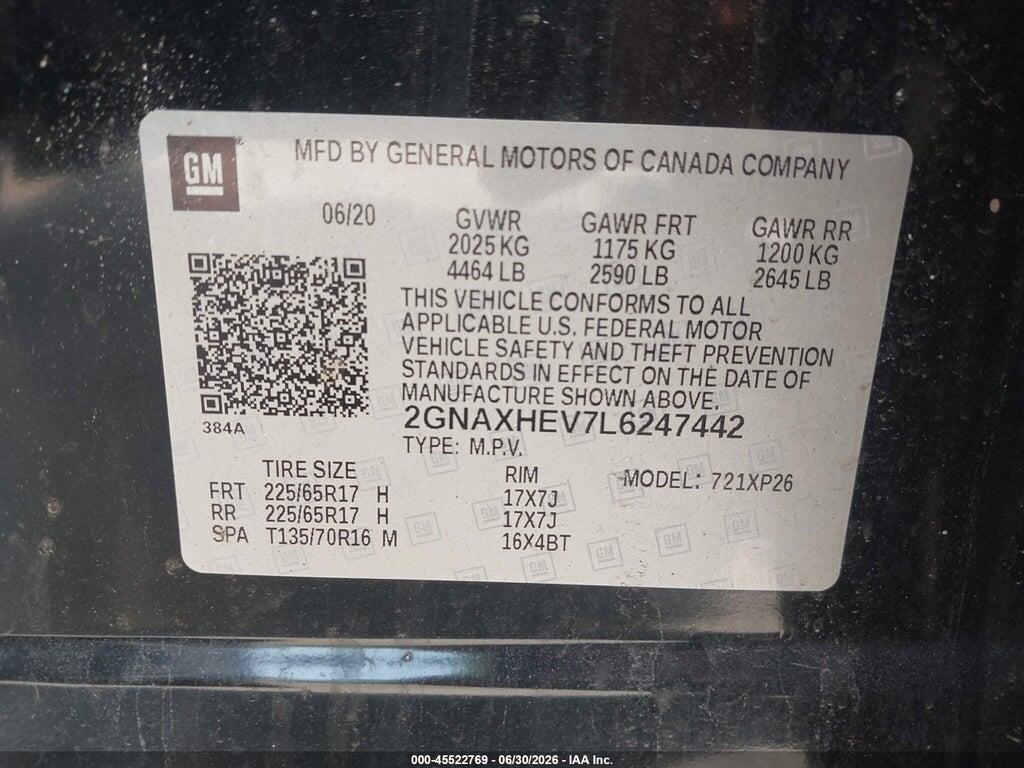 2GNAXHEV7L6247442 2020 CHEVROLET EQUINOX photo no. 9