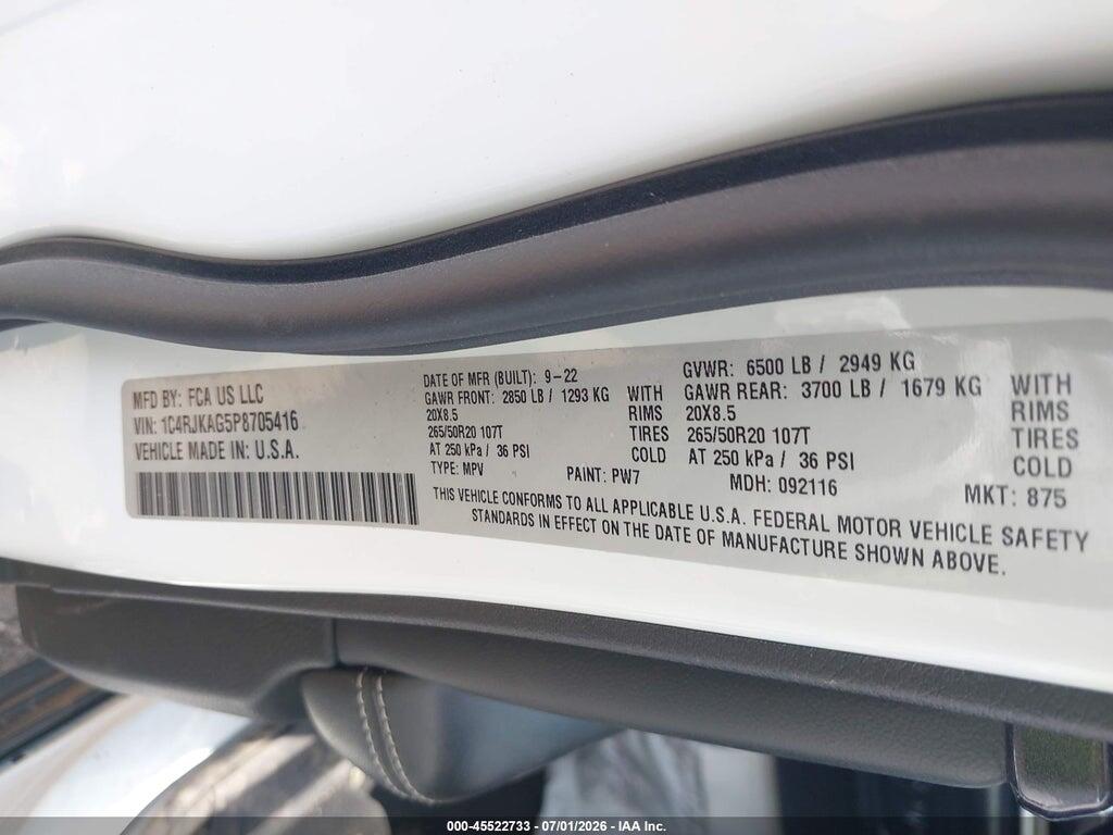 1C4RJKAG5P8705416 2023 JEEP GRAND CHEROKEE L photo no. 9