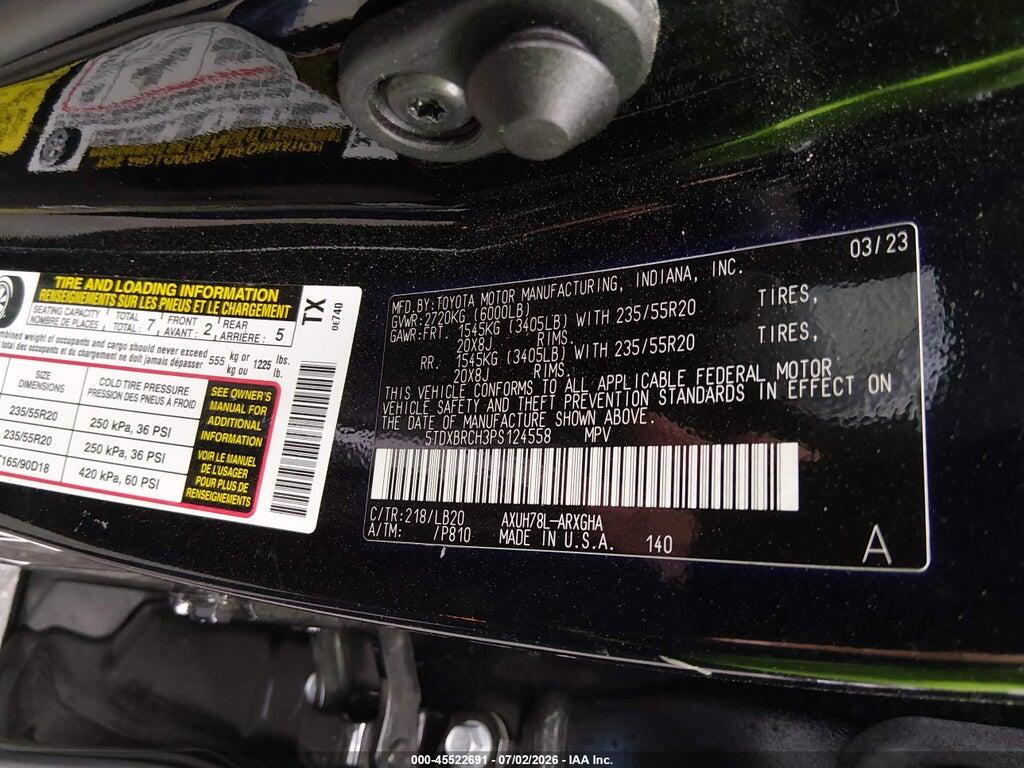 5TDXBRCH3PS124558 2023 TOYOTA HIGHLANDER photo no. 9
