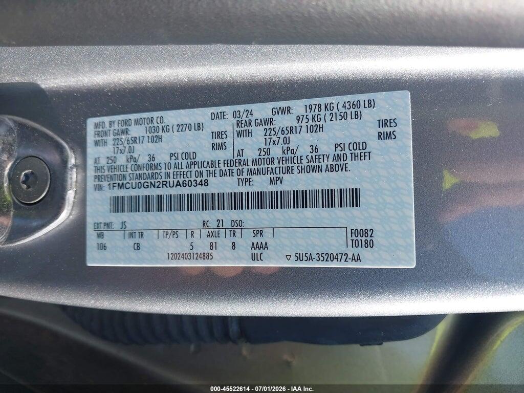 1FMCU0GN2RUA60348 2024 FORD ESCAPE photo no. 9