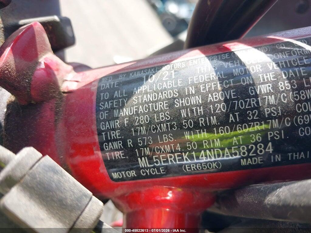 ML5EREK14NDA58284 2022 KAWASAKI ER650 photo no. 10
